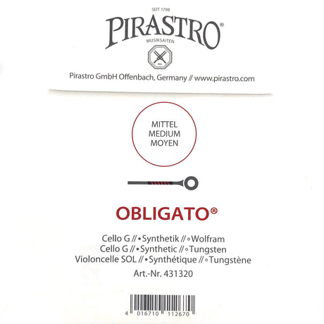 Pirastro Obligato Cello Einzelsaite G mit Kugel Medium 4/4 - Musik-Ebert Gmbh