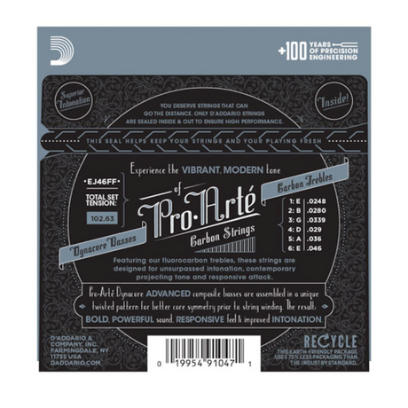 D‘Addario EJ46FF ProArte Carbon Classical Gitarrensaiten, Dynacore Basses, Hard Tension - Musik-Ebert Gmbh