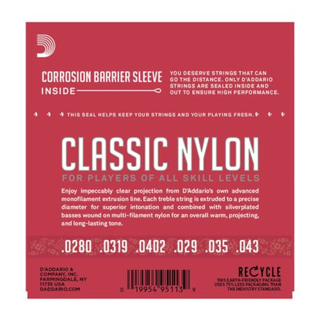 D‘Addario Classic Nylon EJ27N Schüler-Saiten für Klassikgitarre, Nylon, normale Spannung - Musik-Ebert Gmbh