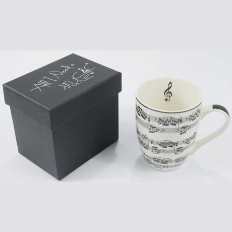 Tasse / Becher Notenzeilen Weiß 300 ML - Mit Geschenkbox - Musik-Ebert Gmbh